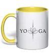 Чашка с цветной ручкой Yoga lotus flower Лимонный фото