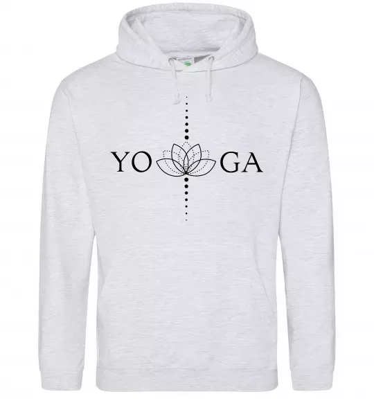 Женская толстовка (худи) Yoga lotus flower Серый меланж фото
