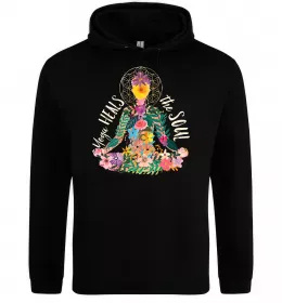 Чоловіча толстовка (худі) Yoga heals the soul Чорний фото