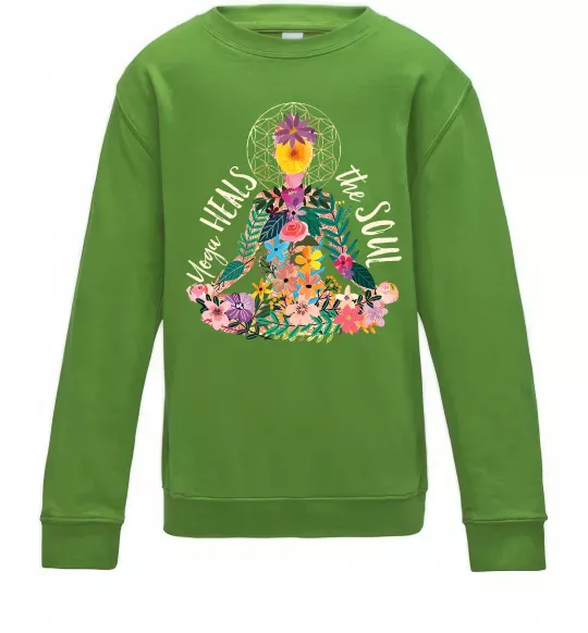 Детский Свитшот Yoga heals the soul Лаймовый фото