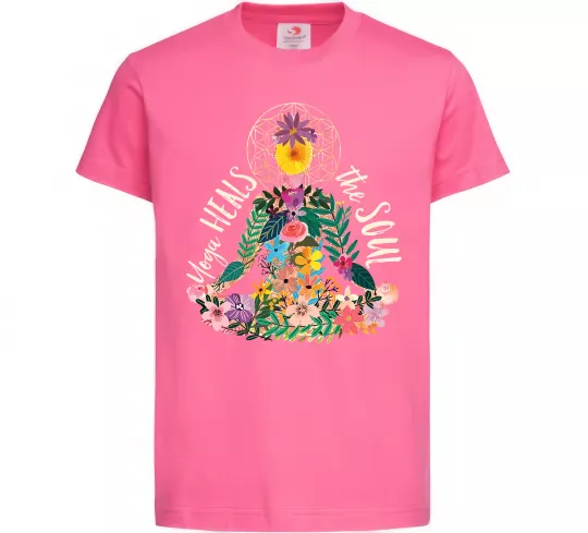 Дитяча футболка Yoga heals the soul Яскраво-рожевий фото