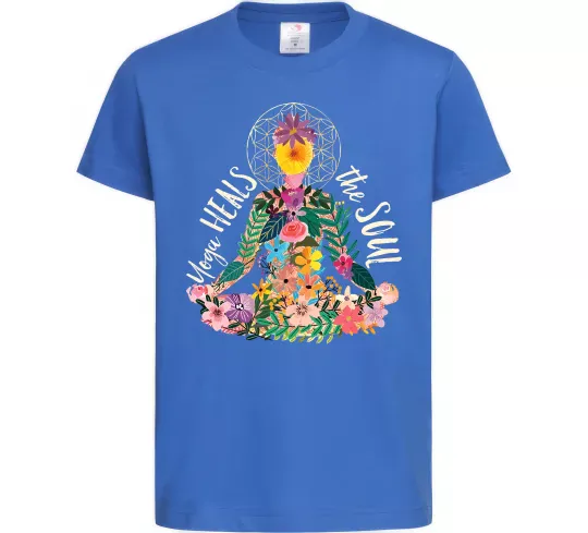 Дитяча футболка Yoga heals the soul Яскраво-синій фото