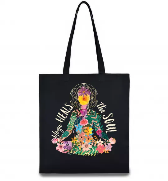 Еко-сумка Yoga heals the soul Чорний фото