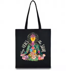 Эко-сумка Yoga heals the soul Черный фото