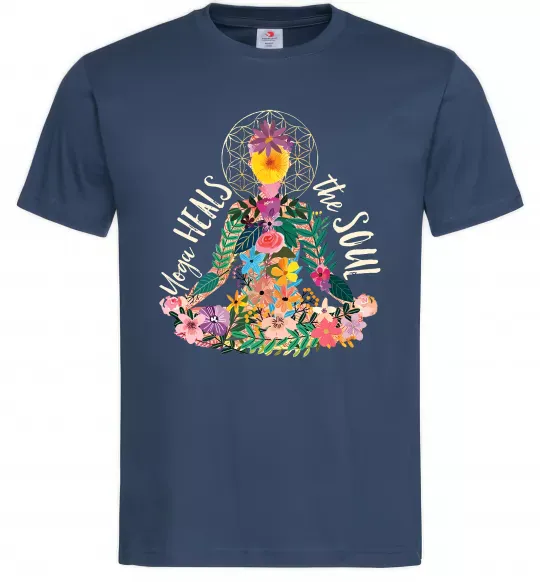 Чоловіча футболка Yoga heals the soul Темно-синій фото