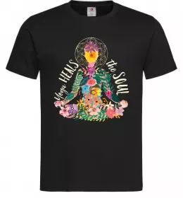 Мужская футболка Yoga heals the soul Черный фото