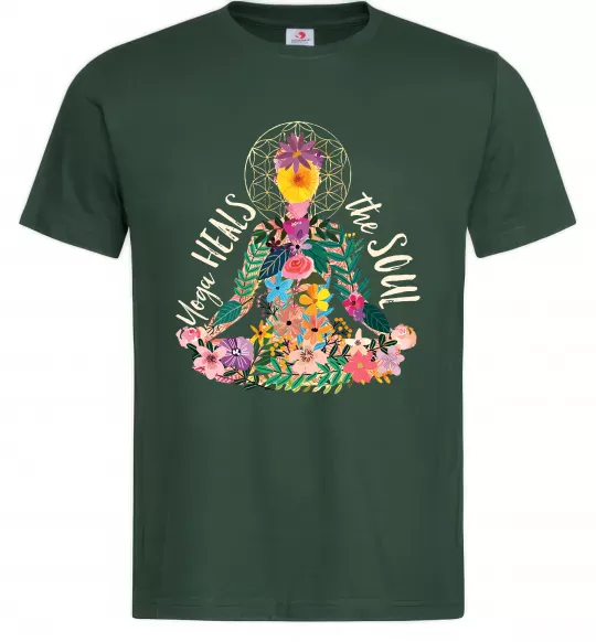 Чоловіча футболка Yoga heals the soul Темно-зелений фото