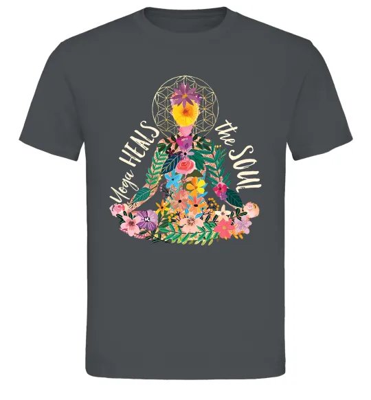 Чоловіча футболка Yoga heals the soul Графіт фото