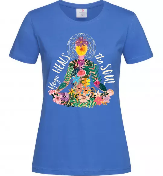 Женская футболка Yoga heals the soul Ярко-синий фото