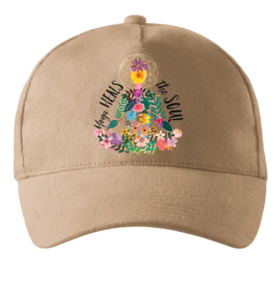 Кепка Yoga heals the soul Песочный фото