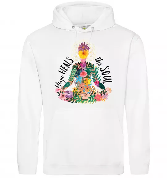 Женская толстовка (худи) Yoga heals the soul Белый фото