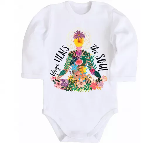 Дитячий бодік Yoga heals the soul Білий фото