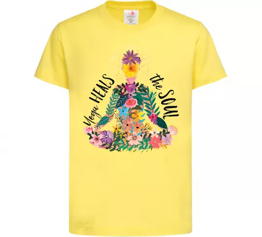 Дитяча футболка Yoga heals the soul Лимонний фото