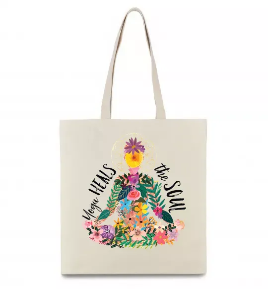 Еко-сумка Yoga heals the soul Бежевий фото