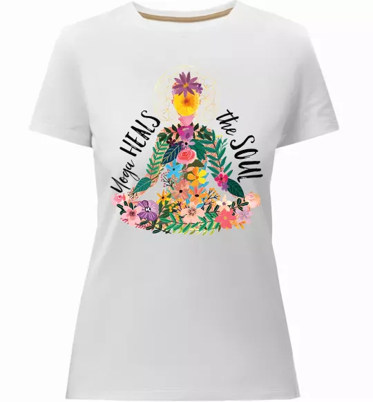 Жіноча преміум футболка Yoga heals the soul Білий фото