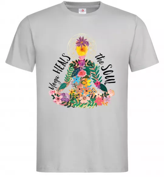 Чоловіча футболка Yoga heals the soul Сірий фото