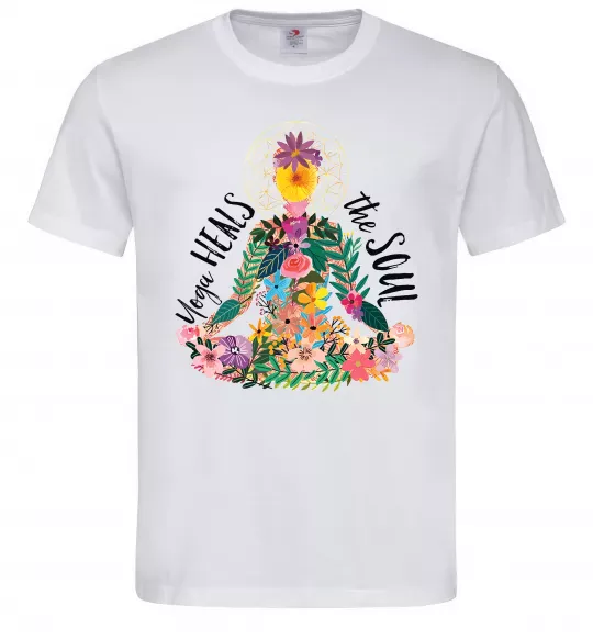 Чоловіча футболка Yoga heals the soul Білий фото