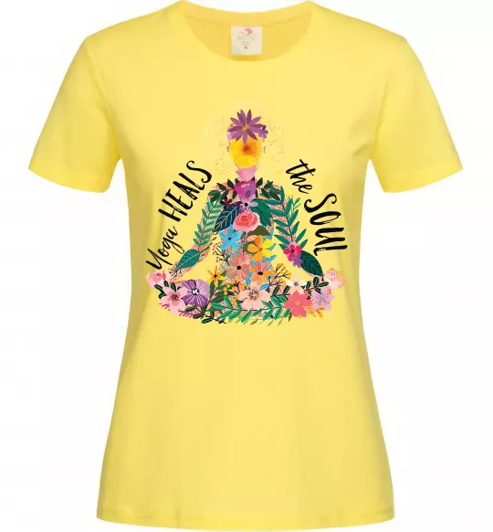 Женская футболка Yoga heals the soul Лимонный фото