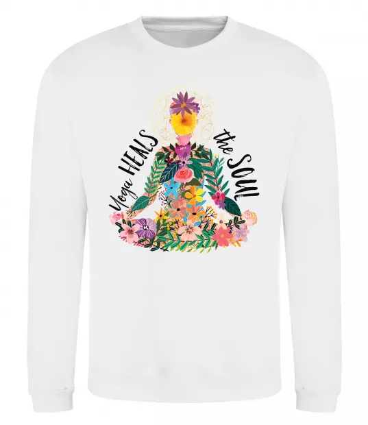 Свитшот Yoga heals the soul Белый фото