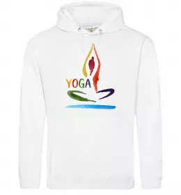 Чоловіча толстовка (худі) Йога акварель Білий фото