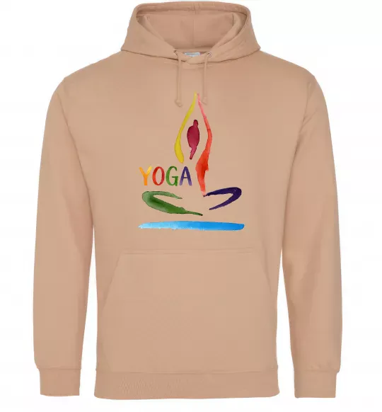 Чоловіча толстовка (худі) Йога акварель Пісочний фото