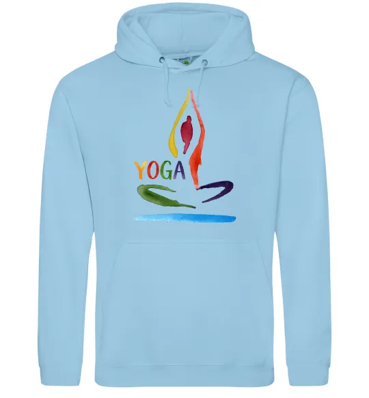 Чоловіча толстовка (худі) Йога акварель Блакитний фото