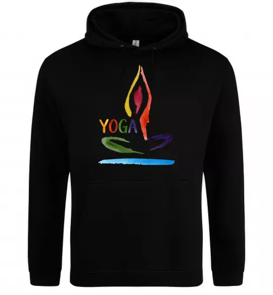 Жіноча толстовка (худі) Йога акварель Чорний фото