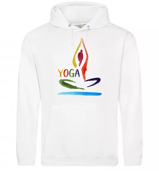 Жіноча толстовка (худі) Йога акварель Білий фото