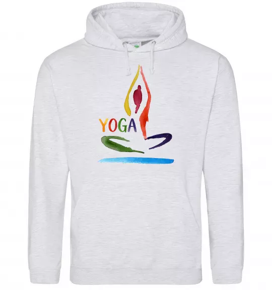 Жіноча толстовка (худі) Йога акварель Сірий меланж фото