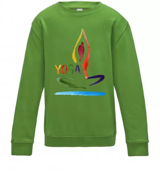 Дитячий світшот Йога акварель Лаймовий фото