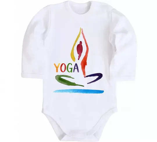 Детский боди Йога акварель Белый фото