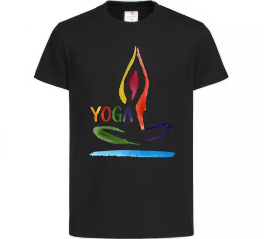 Дитяча футболка Йога акварель Чорний фото