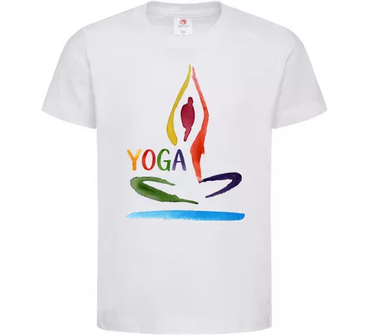 Дитяча футболка Йога акварель Білий фото