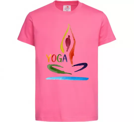 Дитяча футболка Йога акварель Яскраво-рожевий фото