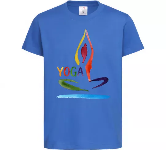 Дитяча футболка Йога акварель Яскраво-синій фото