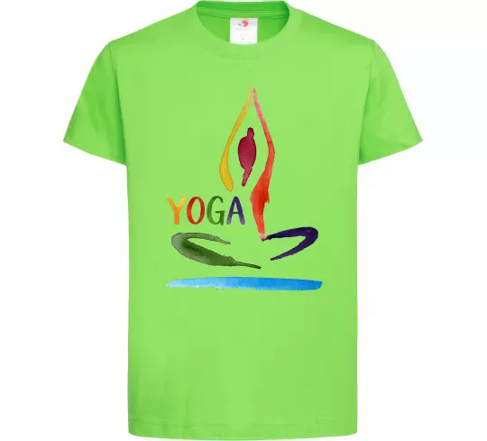 Дитяча футболка Йога акварель Лаймовий фото