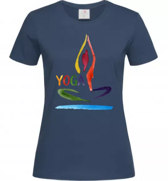 Жіноча футболка Йога акварель Темно-синій фото