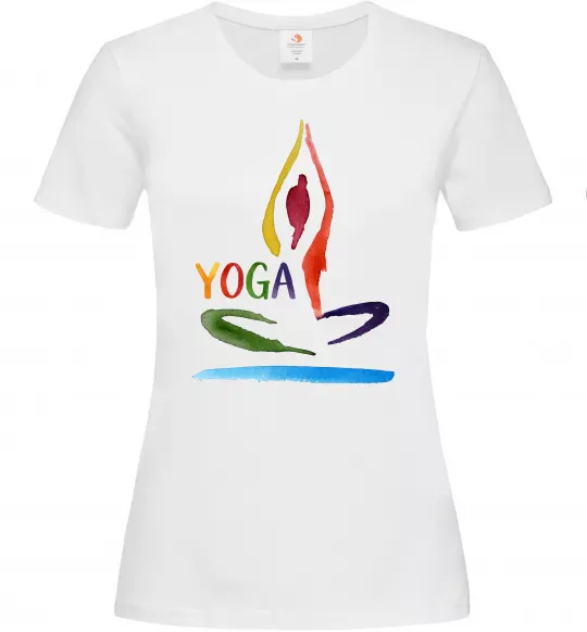 Жіноча футболка Йога акварель Білий фото