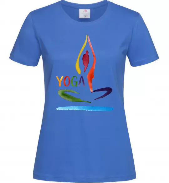 Жіноча футболка Йога акварель Яскраво-синій фото