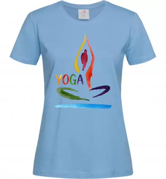 Жіноча футболка Йога акварель Блакитний фото