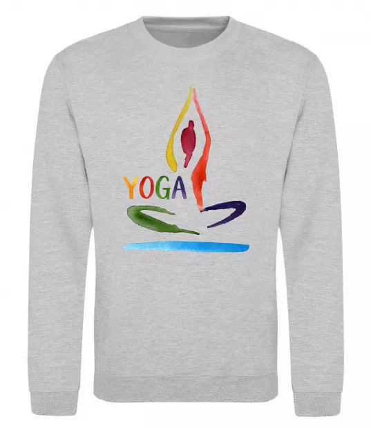 Свитшот Йога акварель Серый меланж фото