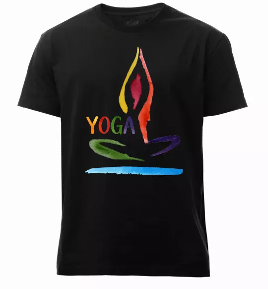 Мужская премиум футболка Йога акварель Черный фото