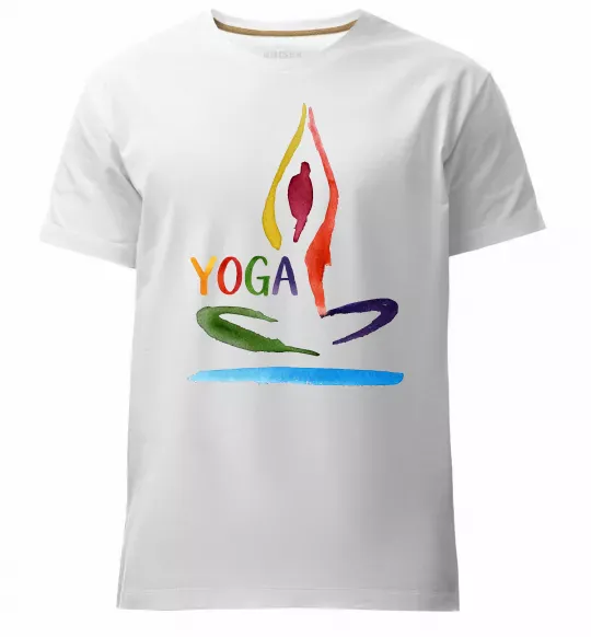 Мужская премиум футболка Йога акварель Белый фото