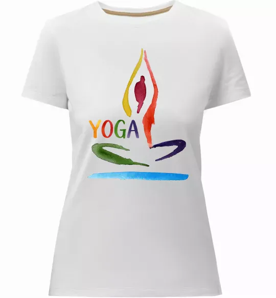 Женская премиум футболка Йога акварель Белый фото