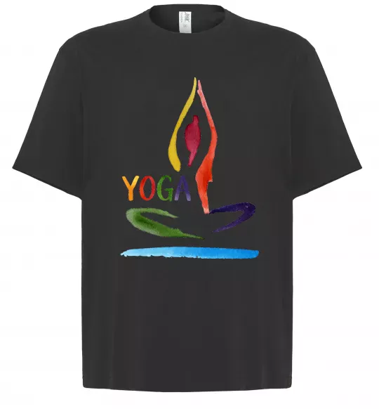 Футболка Оверсайз Йога акварель Черный фото