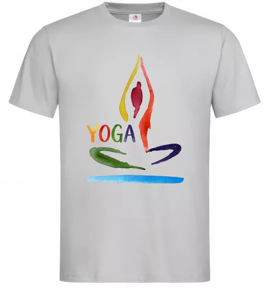 Мужская футболка Йога акварель Серый фото