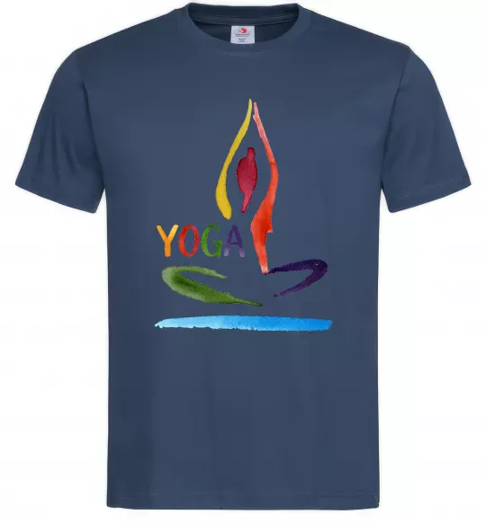 Мужская футболка Йога акварель Темно-синий фото