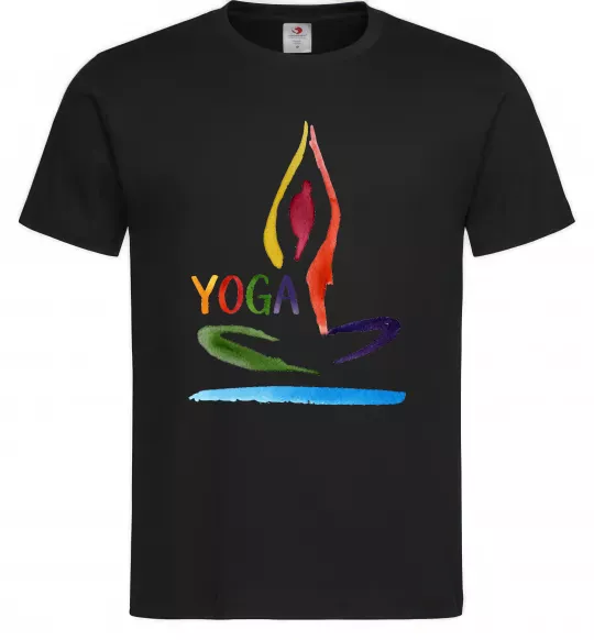 Мужская футболка Йога акварель Черный фото