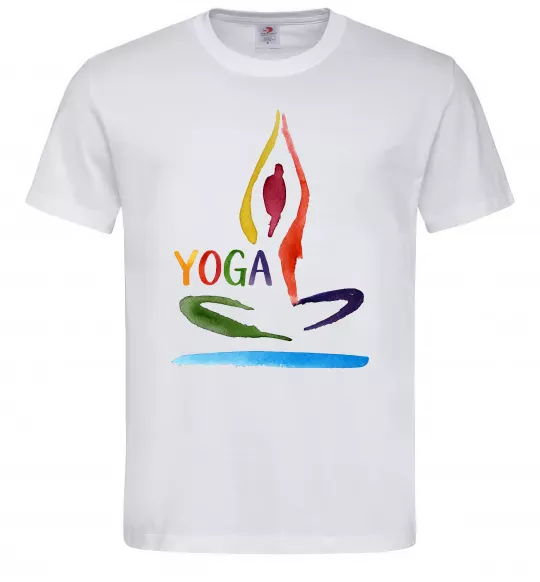 Мужская футболка Йога акварель Белый фото