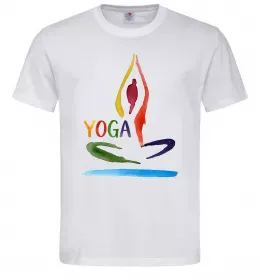 Мужская футболка Йога акварель Белый фото